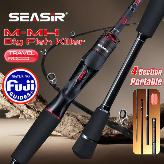 Seasir Salminus XF M/MH canne à pêche Spining & Casting FUJI O anneaux de guidage 1.83M glisser 7-9KG 4 pièces canne de voyage complète robuste