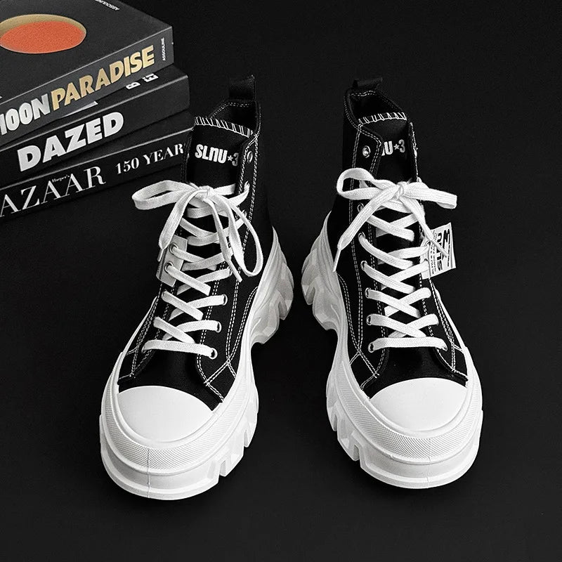 Zapatillas de lona vulcanizadas casuales para mujer, zapatos planos ligeros y cómodos, talla 41 42, zapatillas deportivas de caña alta para mujer