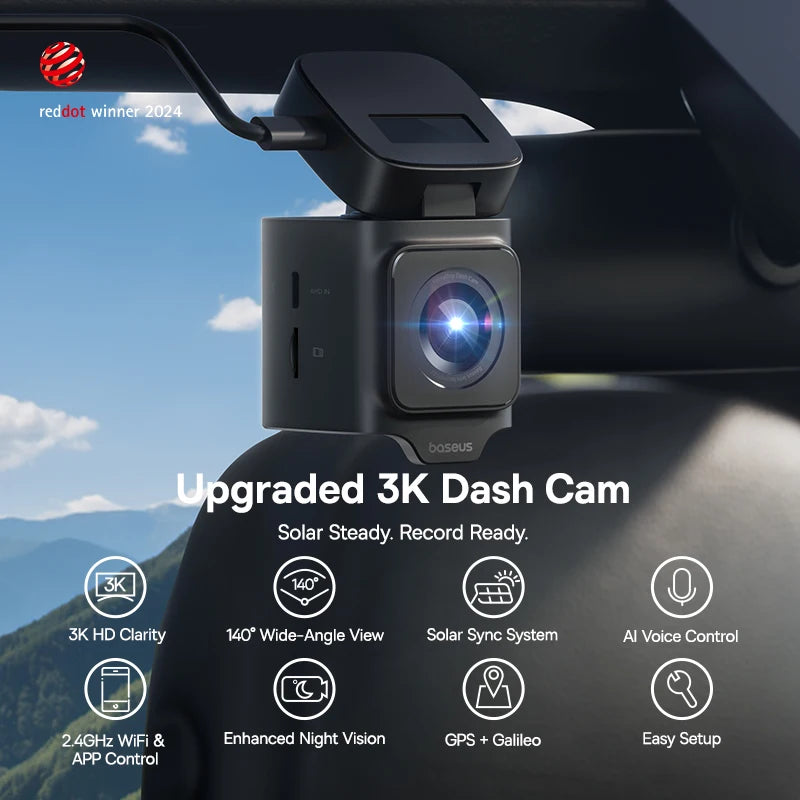 Baseus 3K Dash Cam VD1 Front and Rear Camera HD Built-in GPS Galileo Supercapacitor Car DVR Car Camera Recorder Supports 24H Parking