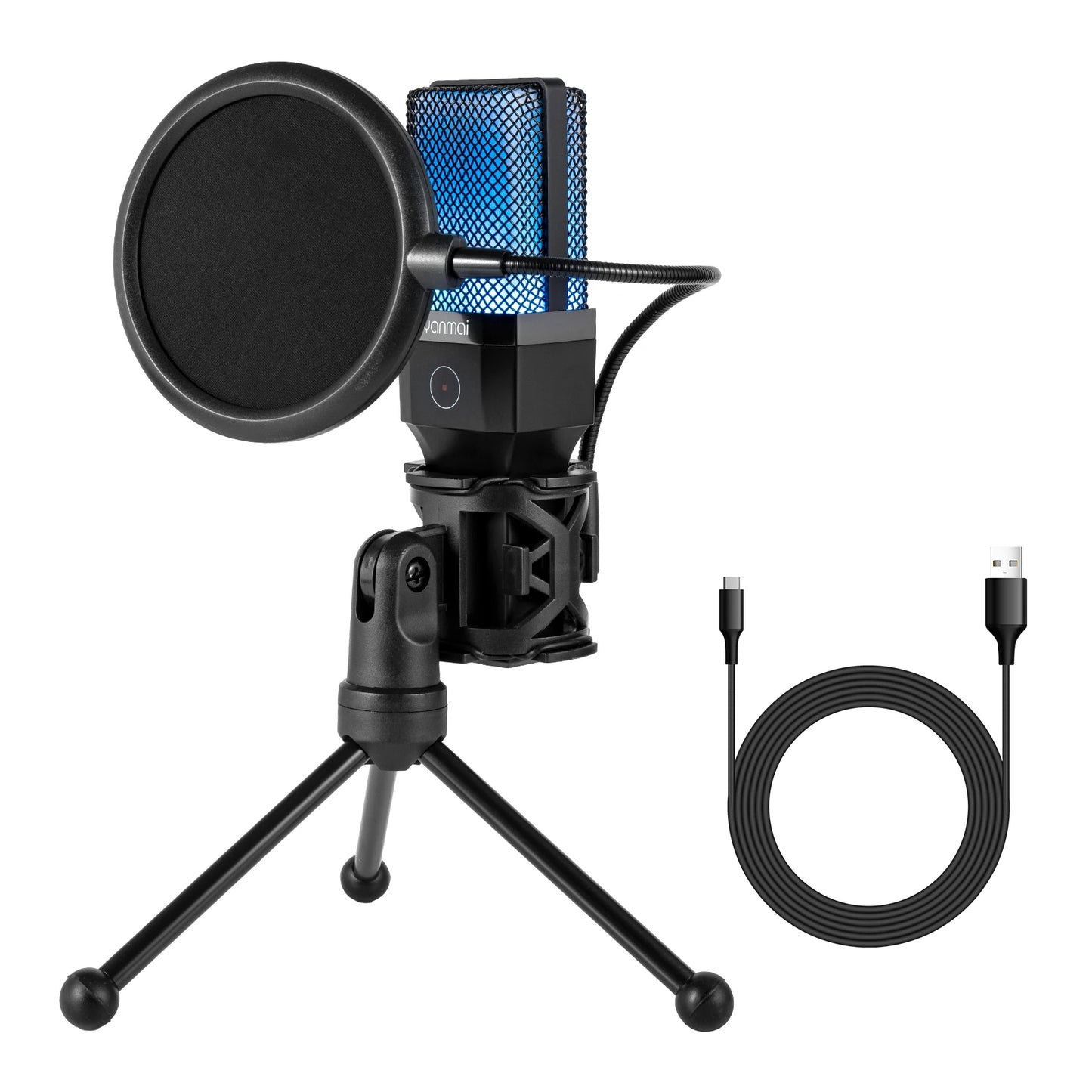 Microphone USB à condensateur pour gaming et podcast – Micro filaire pour PC, streaming et karaoké
