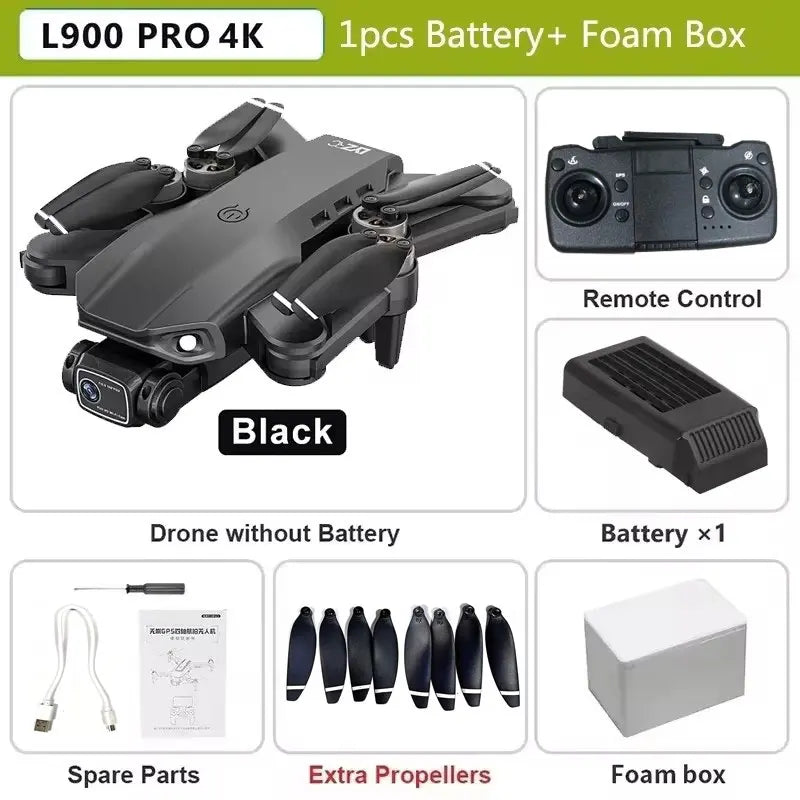 Drone GPS L900 Pro SE MAX 4K, doble cámara HD profesional 5G WIFI 360° Motor sin escobillas para evitar obstáculos Rc FPV Quadcopter Dron