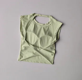 Top de tirantes deportivo sexy para mujer, con almohadillas para el pecho, esmalte cubierto, secado rápido, yoga adelgazante, top ajustado, ropa