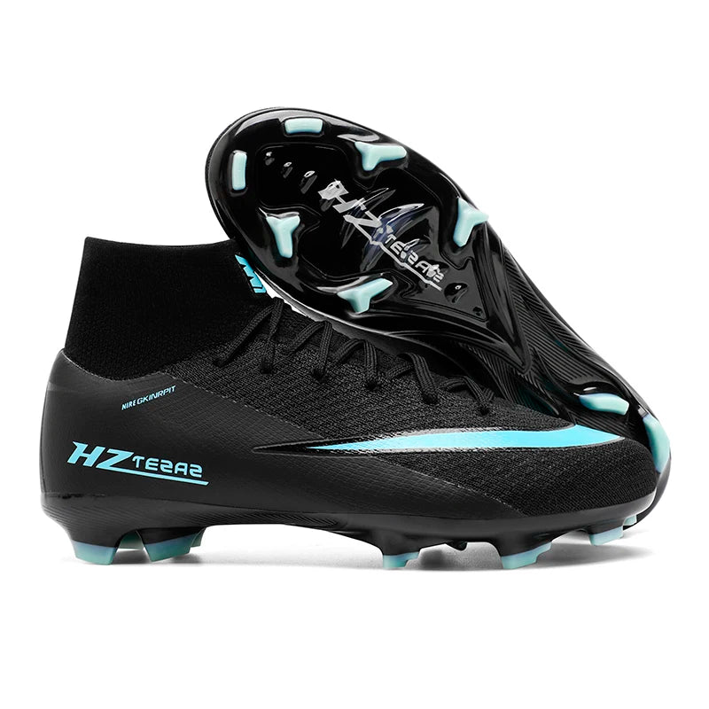 wrfskm Chaussures de Football FG Homme Cuir Verni Montantes Imperméables — Professionnel, Terrain Dur EU 31–48