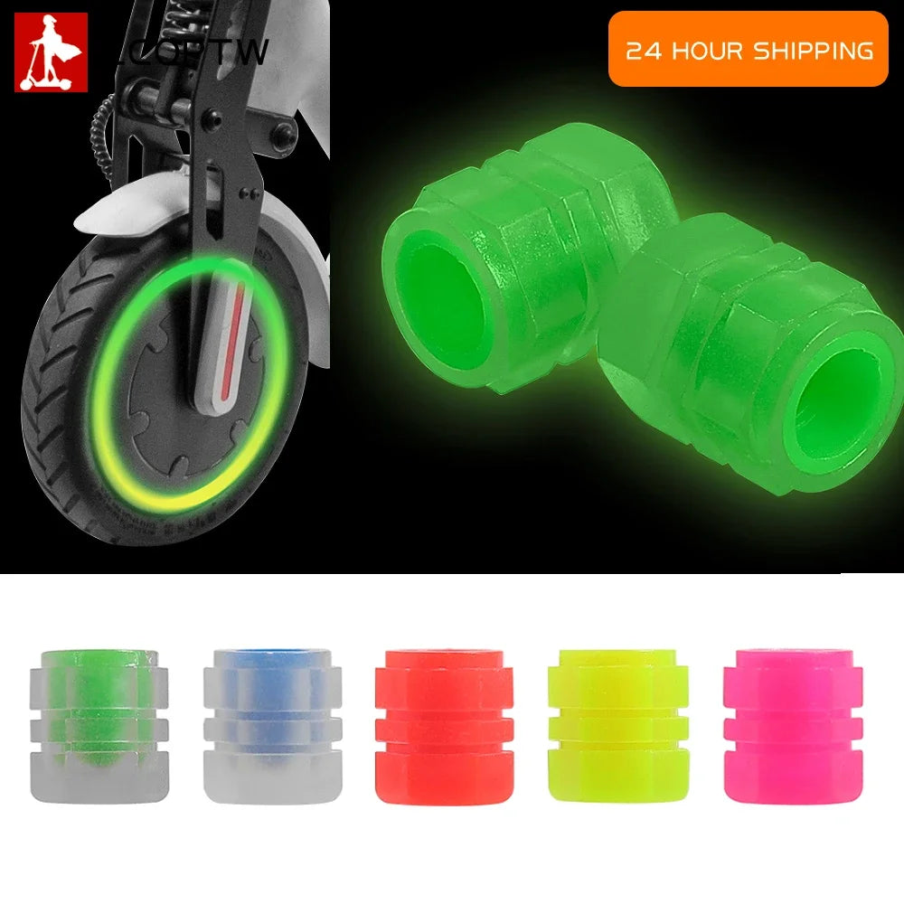 Válvulas de neumático luminosas fluorescentes para Ninebot Max G30 G2 para Xiaomi M365 Pro Mi4 Mi3, boquilla de rueda de patinete eléctrico, válvula de neumático