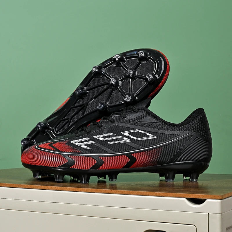qztzx Chaussures de Football FG Homme Cuir Verni Montantes Ultra-légères — Professionnel & Match EU 32–48