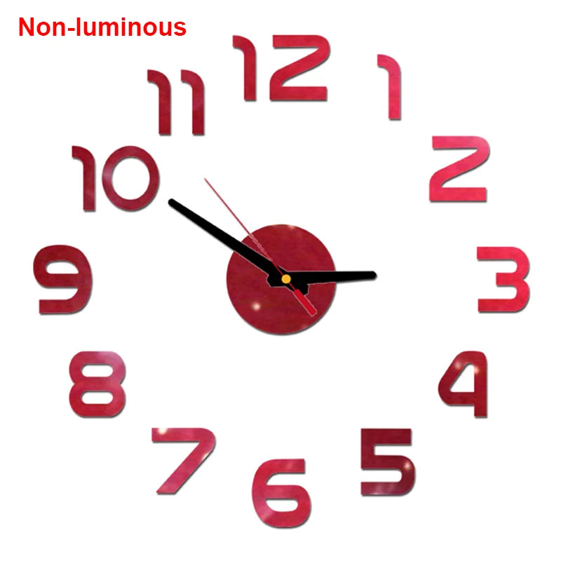 Reloj de pared, reloj de pared luminoso DIY, reloj de cuarzo, pegatinas de espejo acrílico, reloj de pared, decoración de pared, decoración cálida del hogar.