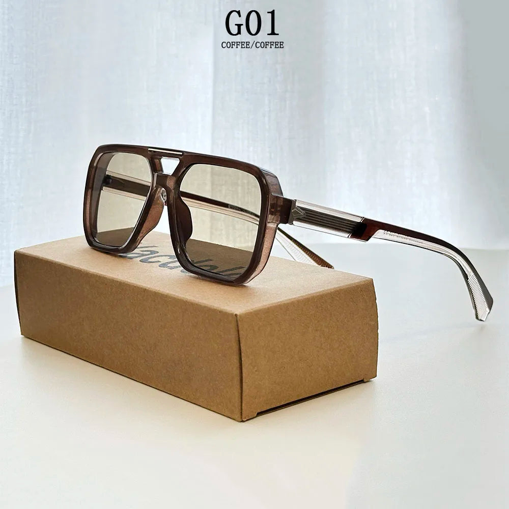 Nuevo en Gafas de sol vintage de lujo para hombre, gafas de sol cuadradas para mujer, moda, envío directo, Gafas de Sol Hombre, Lunette Soleil Femme