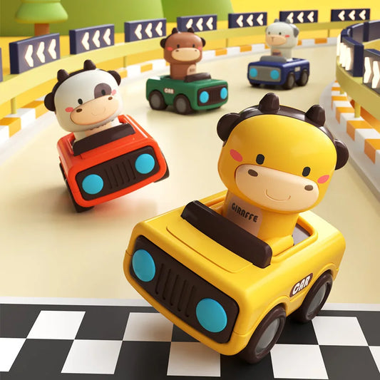 Cartoon Animal Car Toy - Press to Move Fun Vehicle Game for Kids