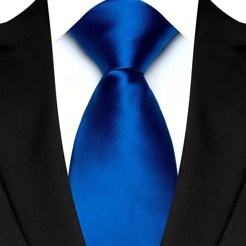 Corbata clásica de cachemira a rayas para hombre, 8 cm, Jacquard, de lujo, color azul real, accesorios, uso diario, regalo para fiesta de boda