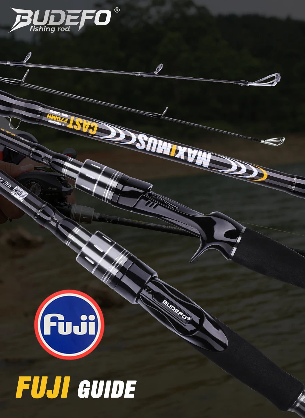 BUDEFO MAXIMUS leurre canne à pêche 1.8m 2.4m 3.0m30T carbone filature Baitcasting FUJI Guide voyage leurre canne 3-50g ML/M/MH