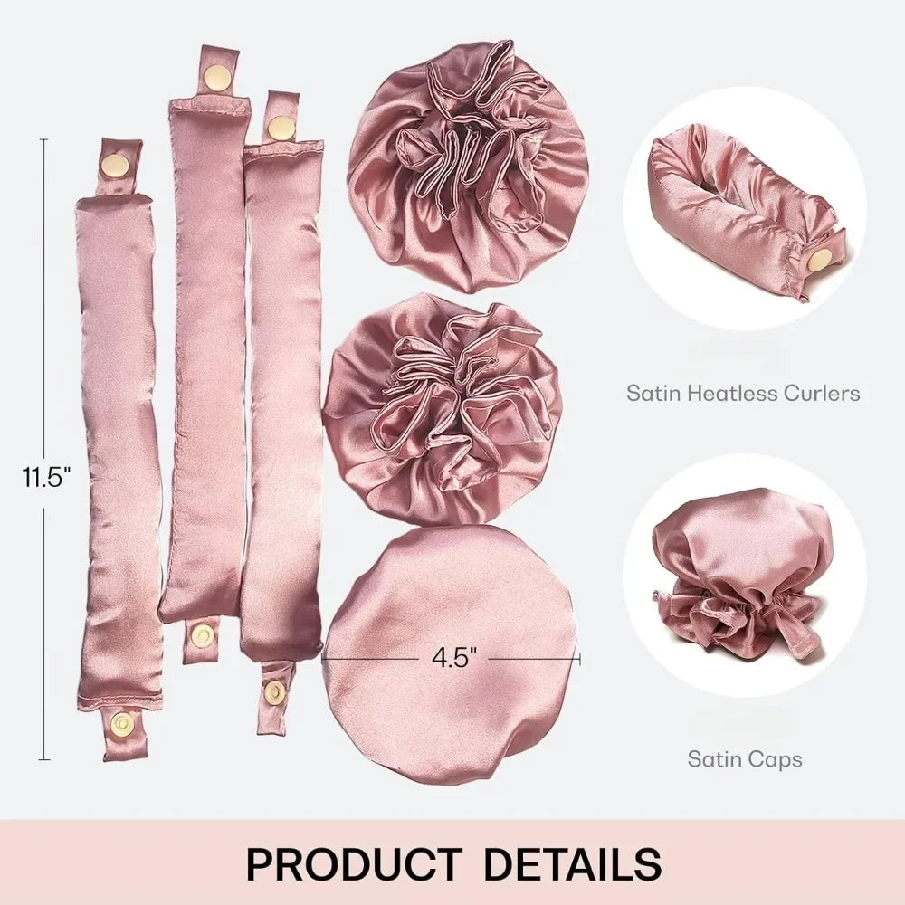 Lot de 2/4/6 pièces : Kit de bouclage sans chaleur en satin, bigoudis doux pour boucles de nuit, pour dormir, pour des boucles sans chaleur, bonnet de nuit pour boucles