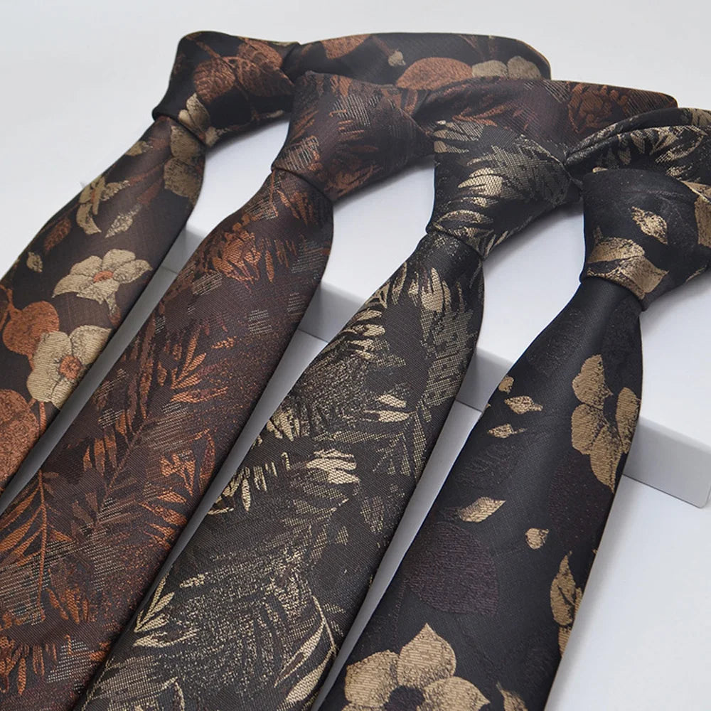 Corbata de jacquard de alta calidad para hombre, diseño floral de 8 cm, accesorios de corbata para uso diario, camisa, traje, corbata, regalos para fiestas de boda, corbata