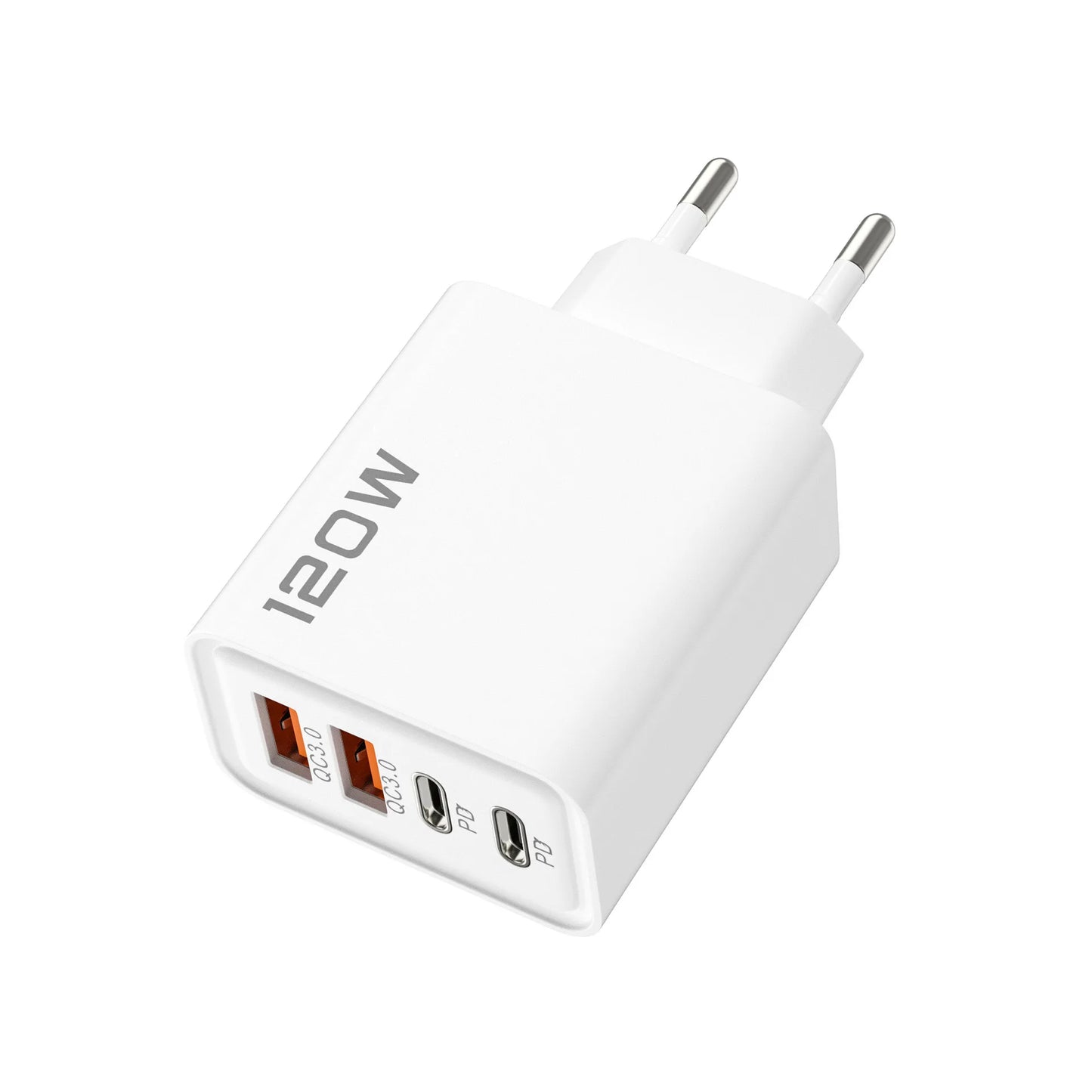 Cargador rápido USB de 120W en total, 4 puertos PD, carga rápida USB 3.0, tipo C, enchufe universal de pared para UE, EE. UU., Reino Unido, adaptador de carga USB C.