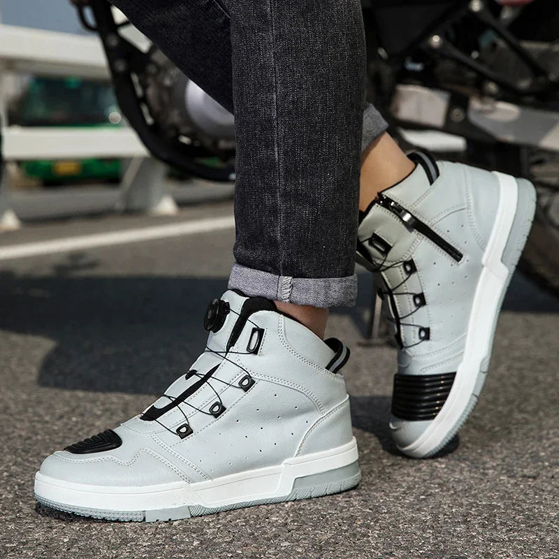 Chaussures Moto & Vélo Homme Cuir Antidérapantes — Route & Montagne