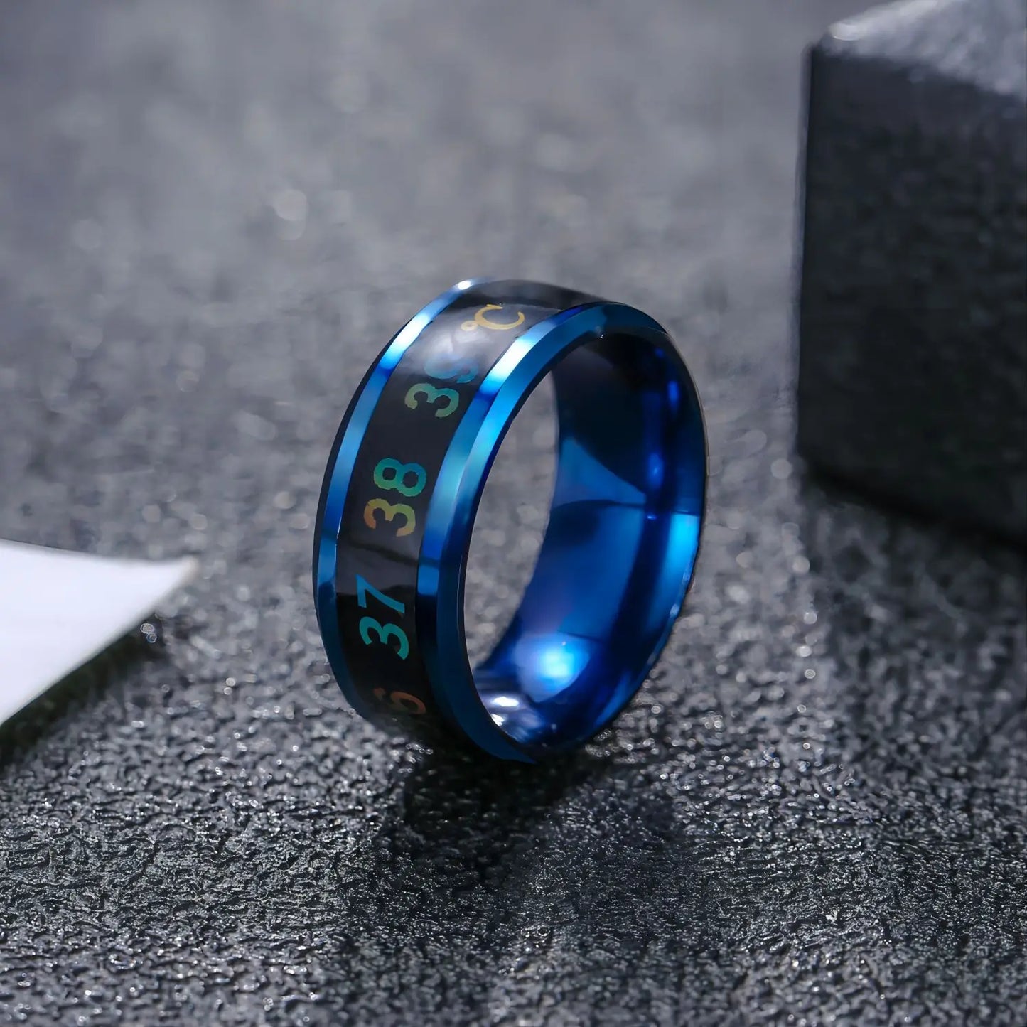 Anillo de temperatura de titanio y acero, sensación de humor y emoción, anillo inteligente sensible a la temperatura para mujeres y hombres, joyería impermeable