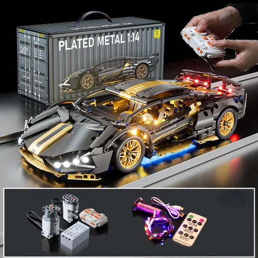 Blocs de construction de course de supercar noir, technologie 1:14, voiture en brique assemblée, jouet, cadeau d'anniversaire pour garçons