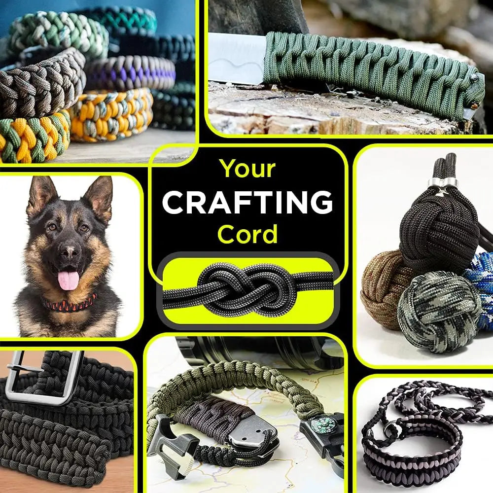 Paracorde à 9 cœurs, 650lb, 5/15/31m de diamètre, 4mm, corde de Parachute de survie tactique militaire pour bricolage, fabrication de lanière, Bracelet, collier de chien, tente