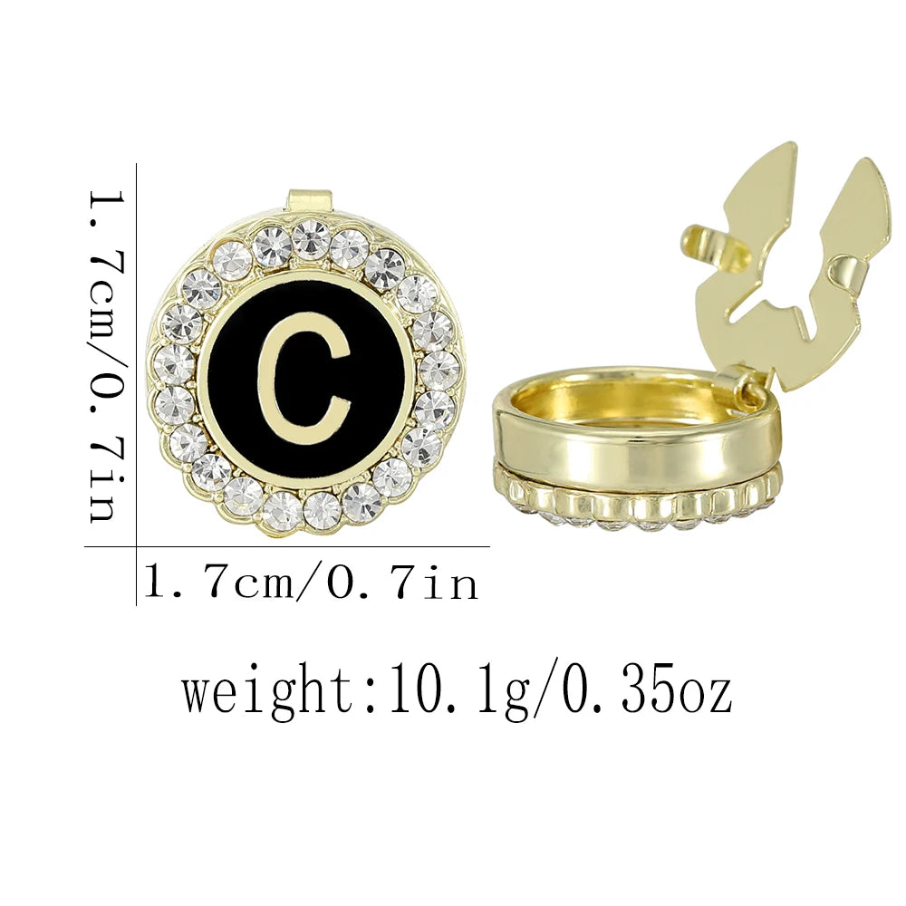 2 pièces 26 lettre majuscule initiale cristal bouton doré fermoir de couverture Alphabet anglais A B C D E F G H I J K L M N O P Q R S T X Y Z
