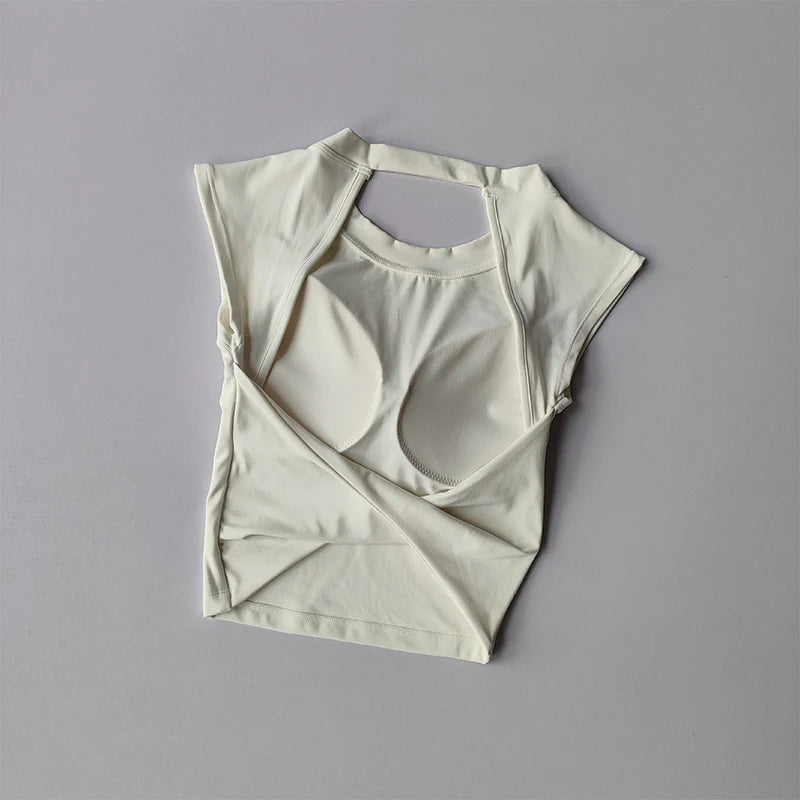 Top de tirantes deportivo sexy para mujer, con almohadillas para el pecho, esmalte cubierto, secado rápido, yoga adelgazante, top ajustado, ropa