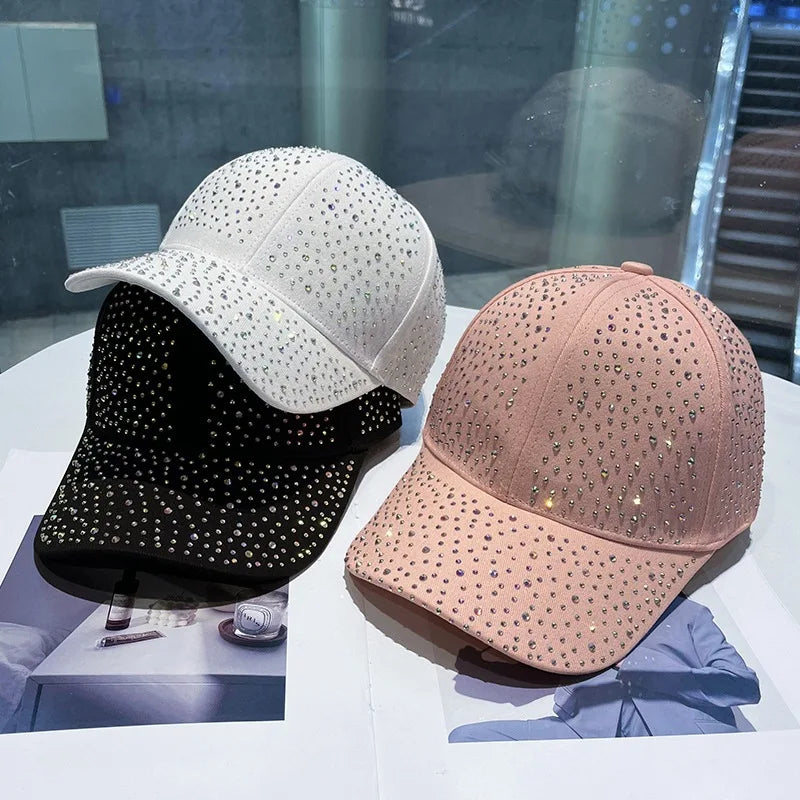Men and Women Rhinestone Baseball Cap, Cotton, Diamonds, Hip Hop Snapback, Outdoor Visor, Sun Hats