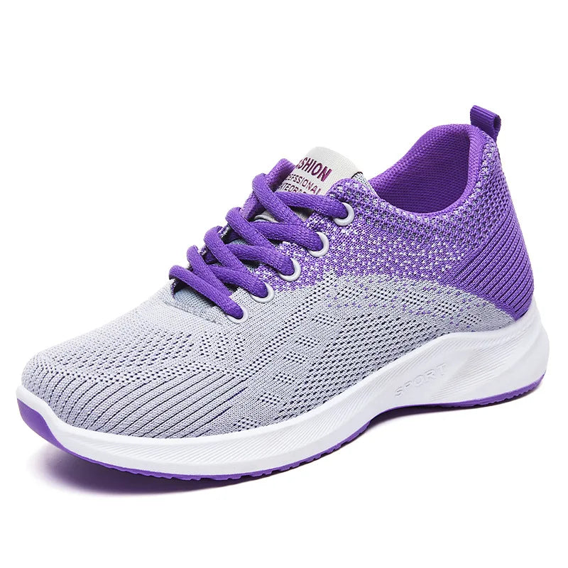 Baskets Femme 2025 Maille Légère — Douces Plates Plateforme à Lacets