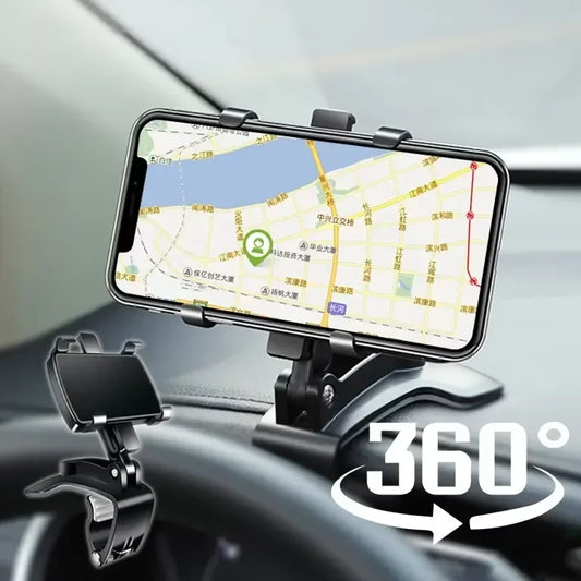 360° Rotatable Car Phone Holder, Universal Cell Phone Holder, Dashboard Easy Clip Mount, Mobile Phone Holder for GPS Navigation