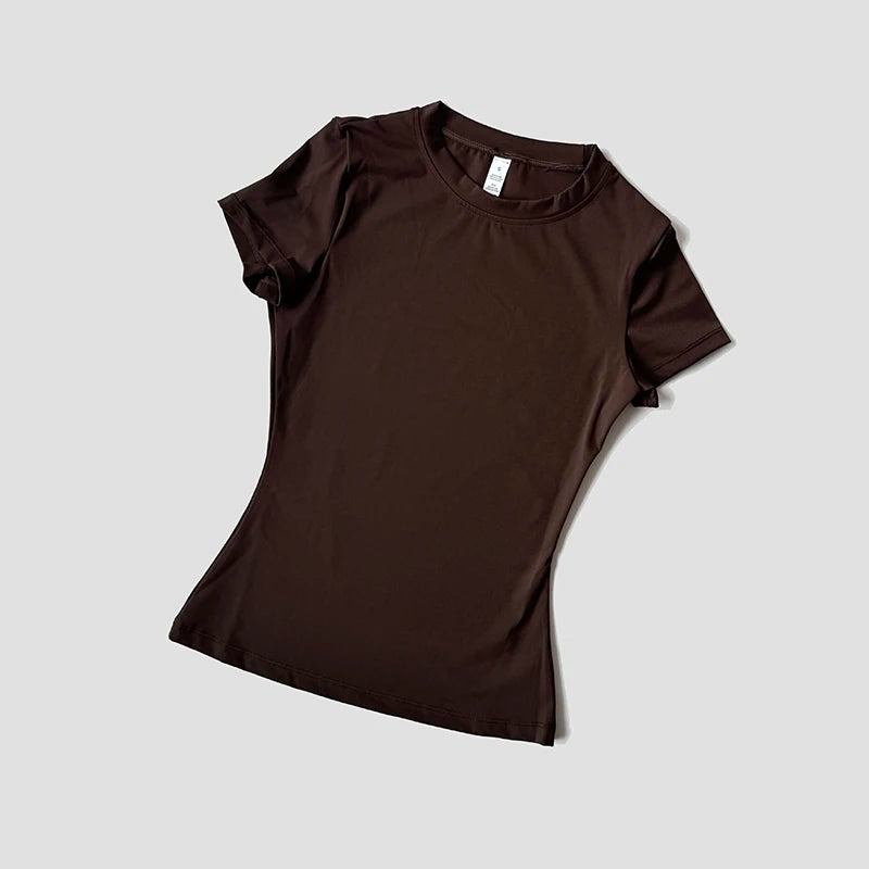 Top de yoga sin costuras para mujer, camiseta deportiva, ropa de fitness, camiseta de yoga de manga corta, top de gimnasio, ropa activa de running