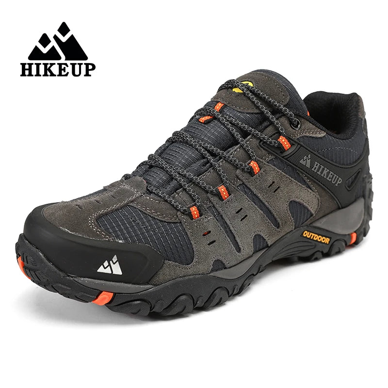 HIKEUP-Zapatillas de senderismo de cuero de ante para hombre, deportivas de exterior resistentes al desgaste, para trekking, caminar, cazar