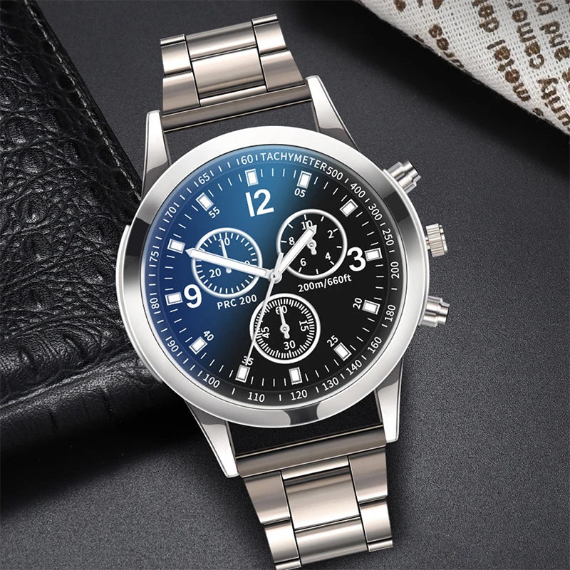 Reloj de cuarzo de negocios para hombre, 1/2 piezas, de acero, a la moda, con pulsera (caja no incluida)
