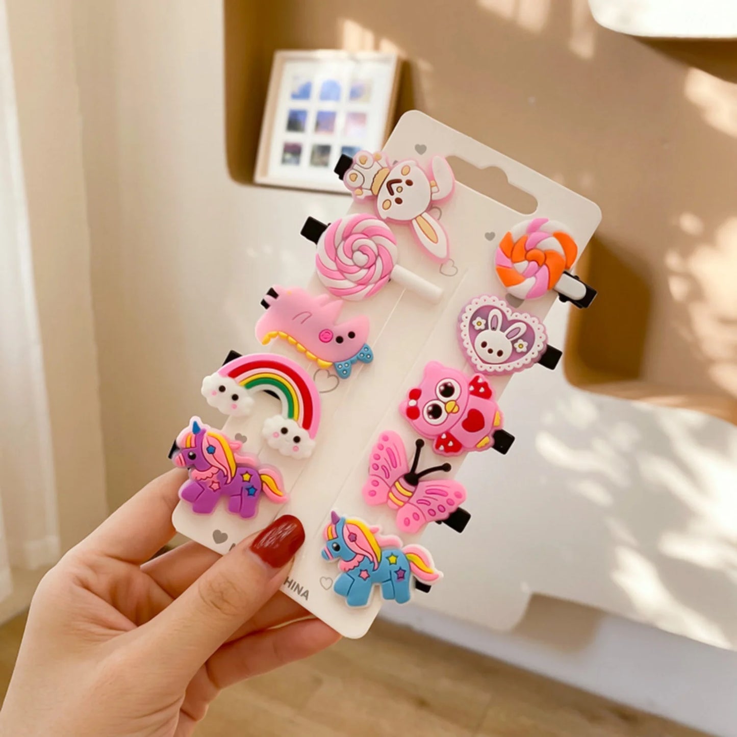 Pinces à cheveux licorne de dessin animé pour filles, jolies épingles à cheveux pour enfants, bandeau crème glacée, Barrettes, accessoires de mode, nouvelle collection 10 pièces/ensemble
