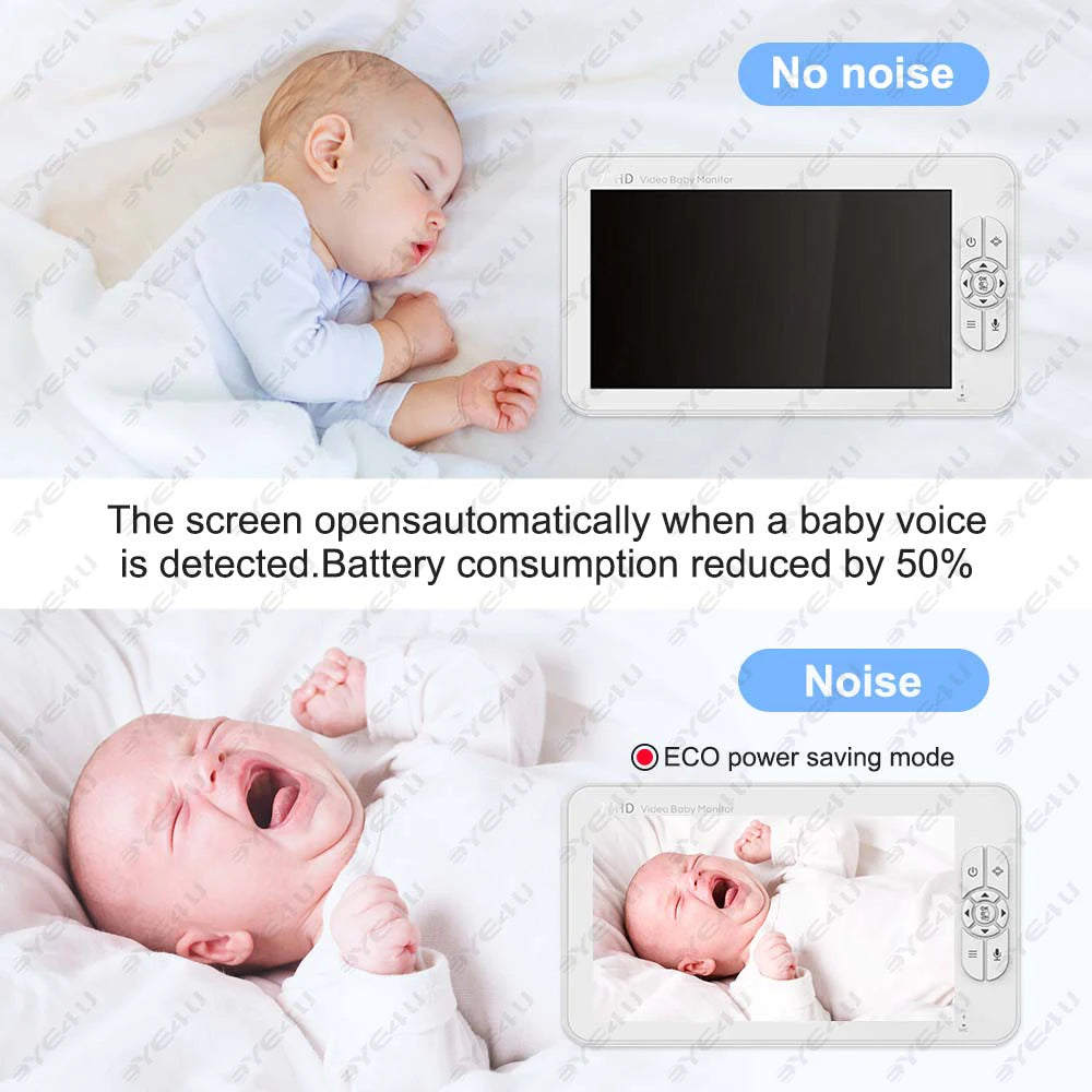 5-inch Video Baby Monitor with Camera, PTZ Zoom, Security Protection, Surveillance Cameras, Temperature Sensor, Lullaby