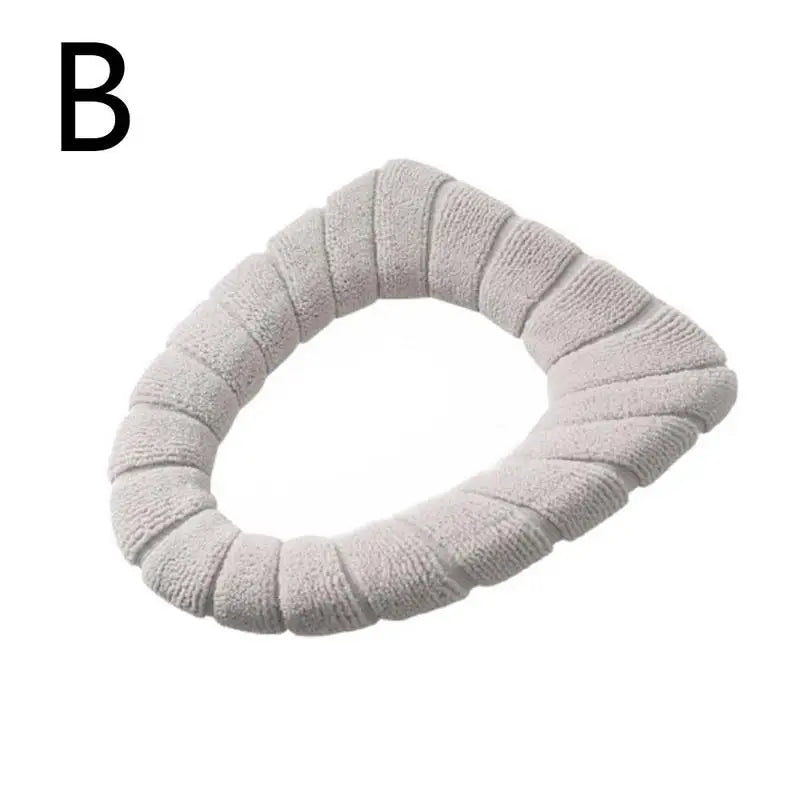 Winter Warm Toilet Seat Cover, Closer Tool Mat, 1 Piece, Washable Bathroom Accessories, Pure Color Knit, O-shaped Soft Cushion, Toilet Seat