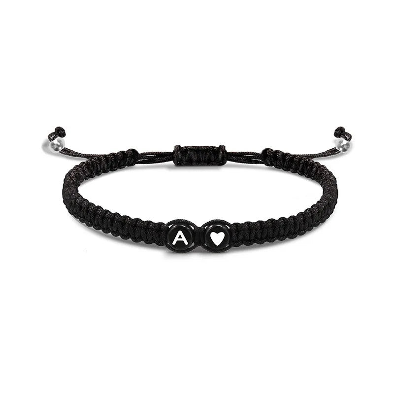 26 Initial Letter Heart Handmade Adjustable Bracelets A-Z Braided Name Bracelets for Women Men Friendship Jewelry Gifts