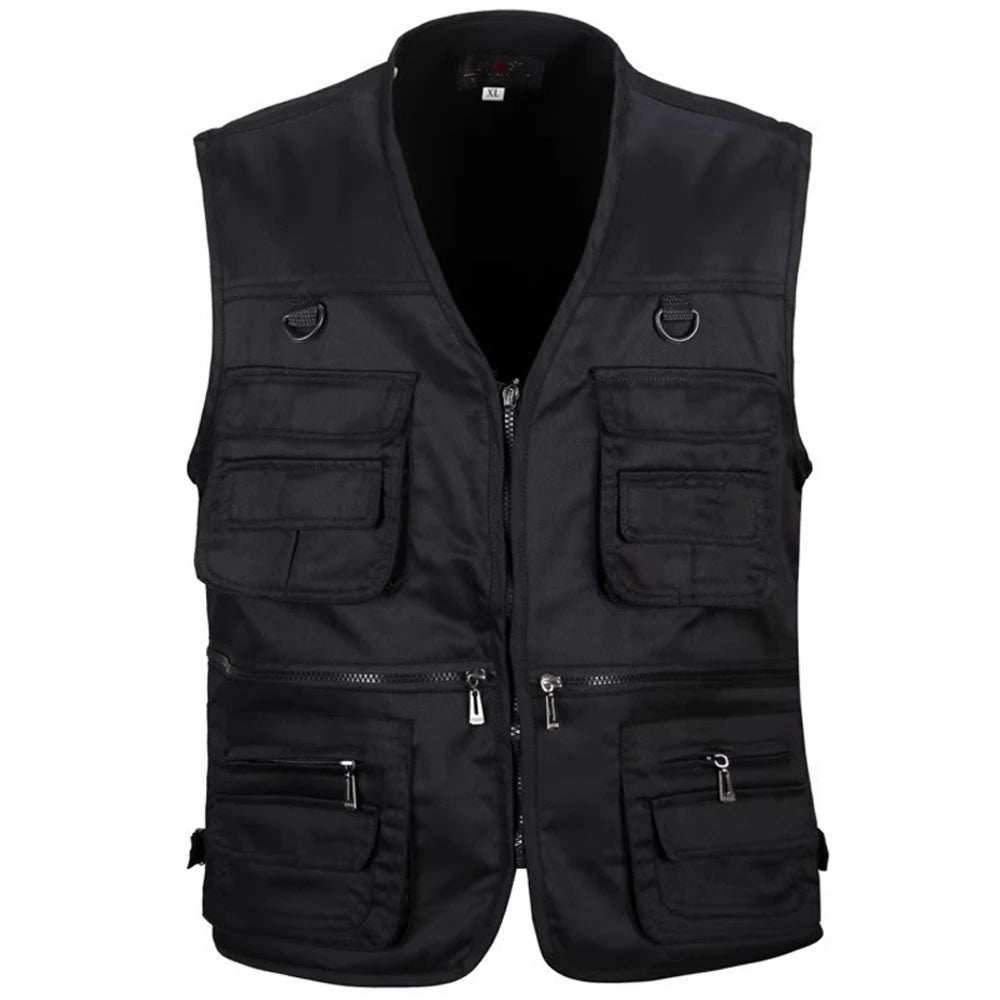 Gilet de randonnée en plein air pour hommes, multi-poches, respirant, pour la chasse et la pêche, veste de sport fine et Simple pour l'extérieur