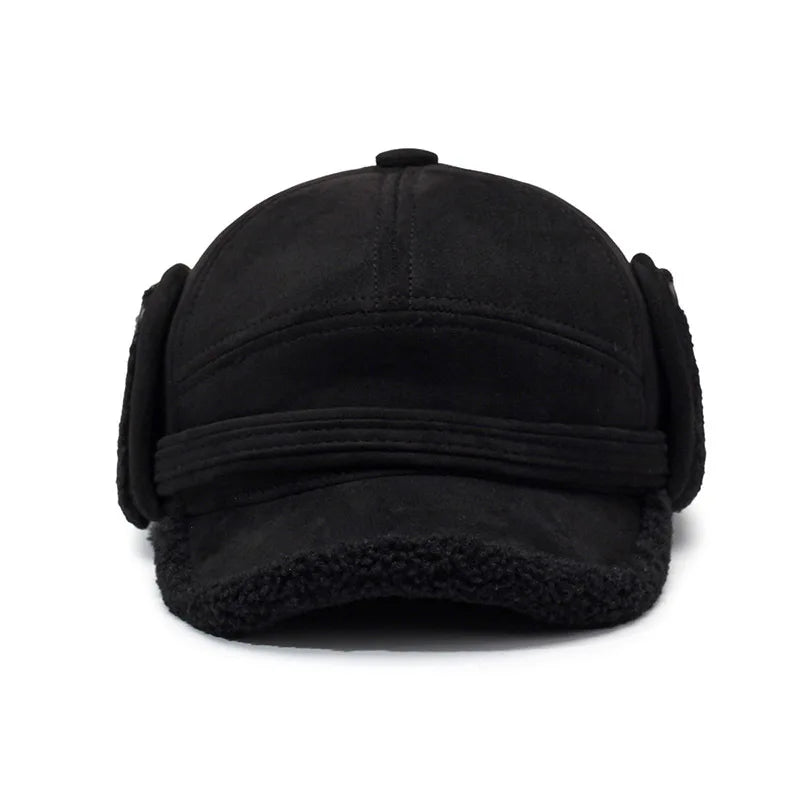 Gorra de béisbol FS marrón invierno para hombre, gorro de aviador cálido cortavientos para exteriores, gorra Vintage de felpa gruesa para mujer, gorra de oreja para hombre