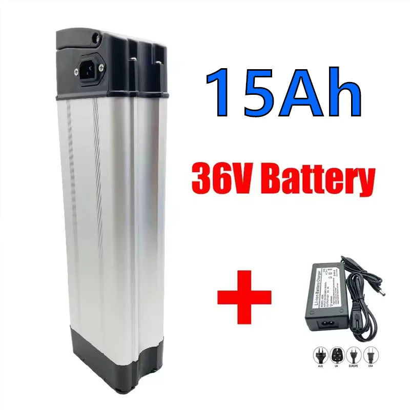 Batería de litio tipo "Silverfish" universal Express de gran capacidad de 36 V y 15 Ah-20 Ah-30 Ah para motocicleta eléctrica, bicicleta plegable, para llevar