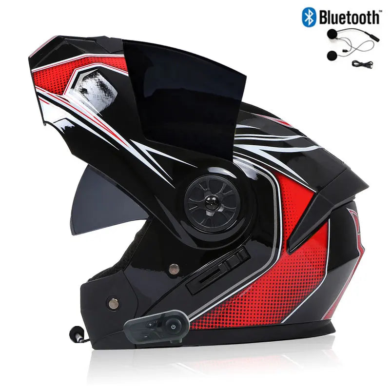 Casque Moto Bluetooth Intégral Homme — Motocross Rabattable Certifié DOT