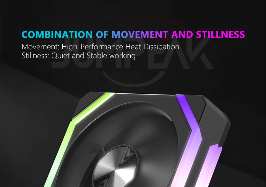 JUMPEAK CS120 ARGB ventilateur de refroidissement 360mm 240mm épissage empilable modulaire PWM silencieux 120mm RGB ventilateurs pour boîtier PC de jeu refroidisseur d'eau