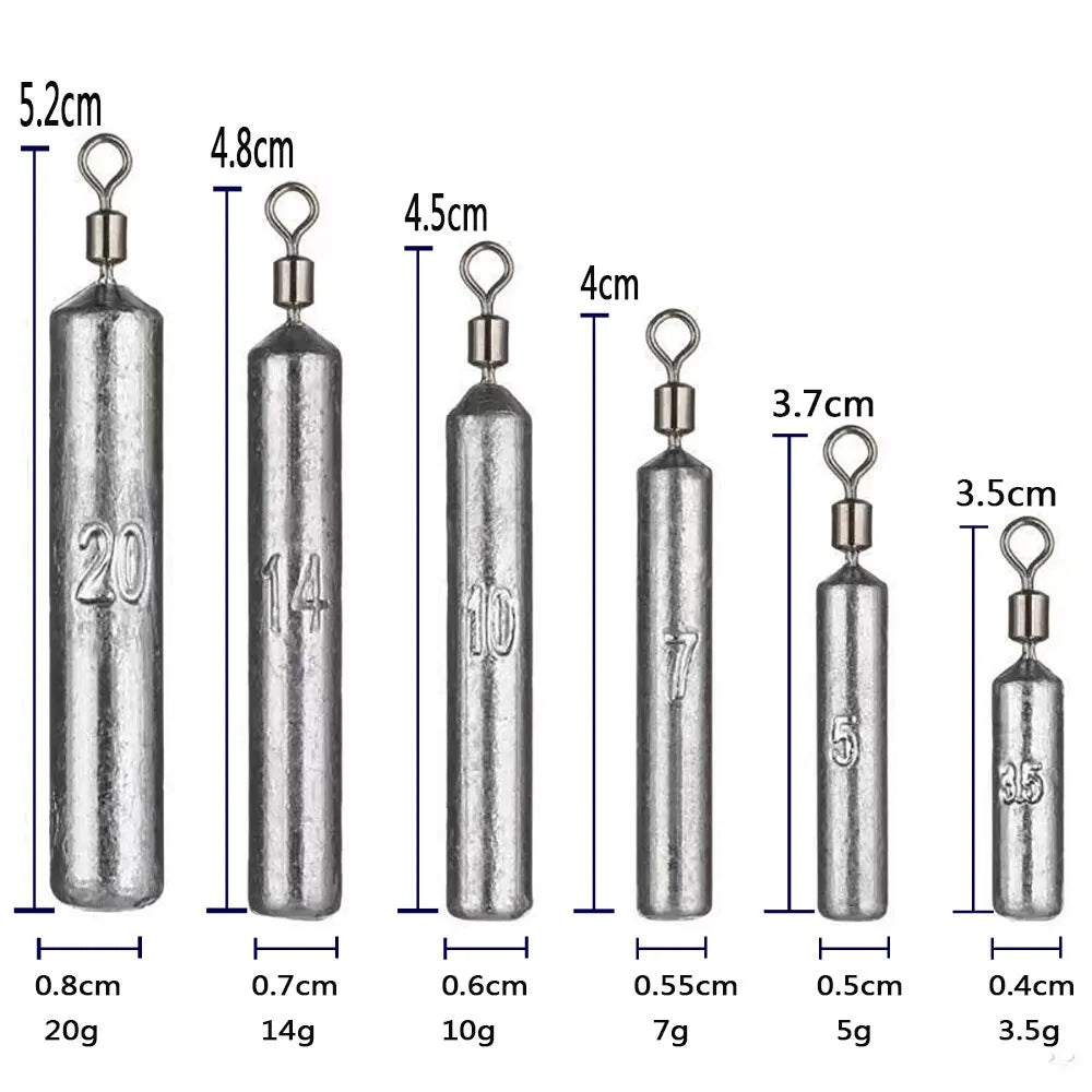 Le poids de pêche 15pcs/lot plombs 7 moules 3.5g 5g 10g tube 20g 14g 子弹铅 pendentif en métal verticale pince outil Sast Pesca kit de pêche en mer