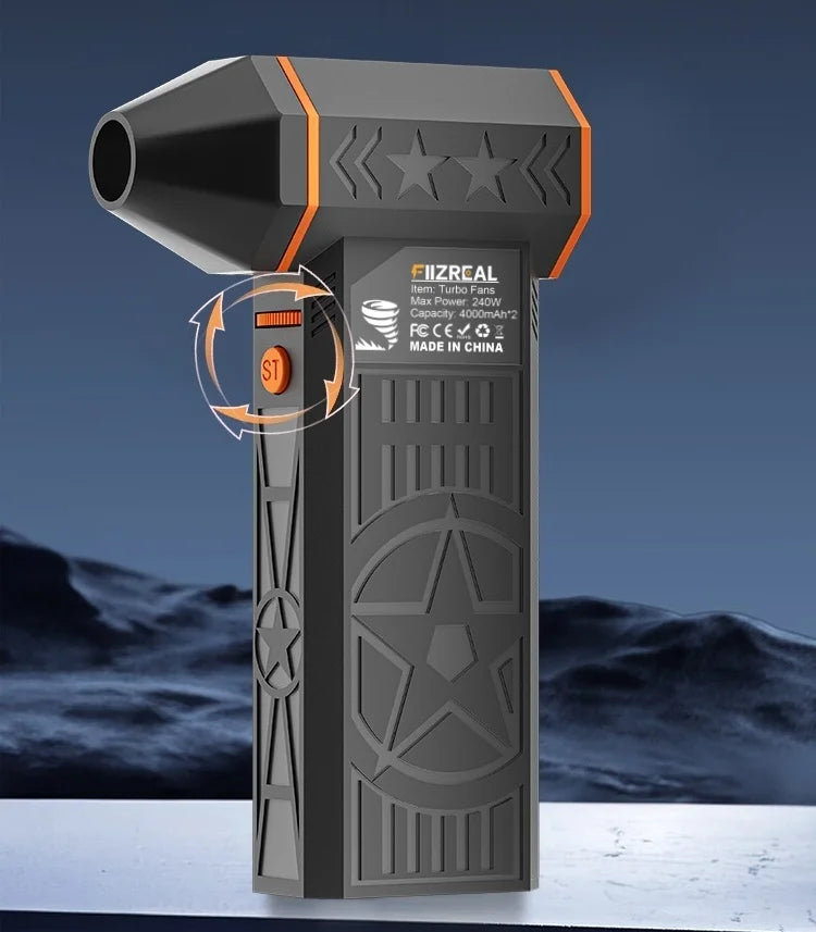 Ventilateur turbo sans brosse 240W — 8000 mAh, 57 m/s, portable, camping, charge type-C