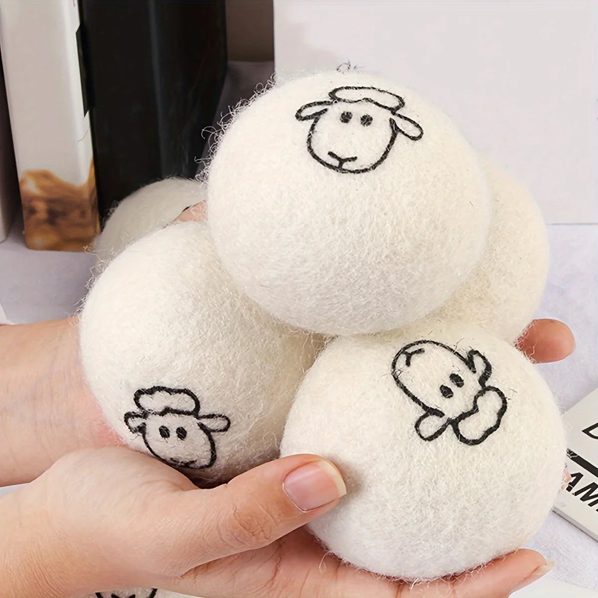 Reusable Wool Dryer Ball Fabric Softener Washing Machine Alternative Wrinkle Reducer Cleaning Supplies Gadget, 1 to 6 Pieces