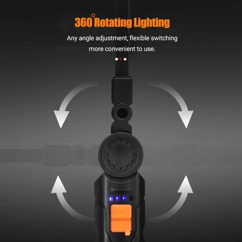 Lampe de Poche LED COB Portable, Rechargeable par USB, Lanterne Magnétique de Travail, avec Batterie spatirée, Torche de Camping