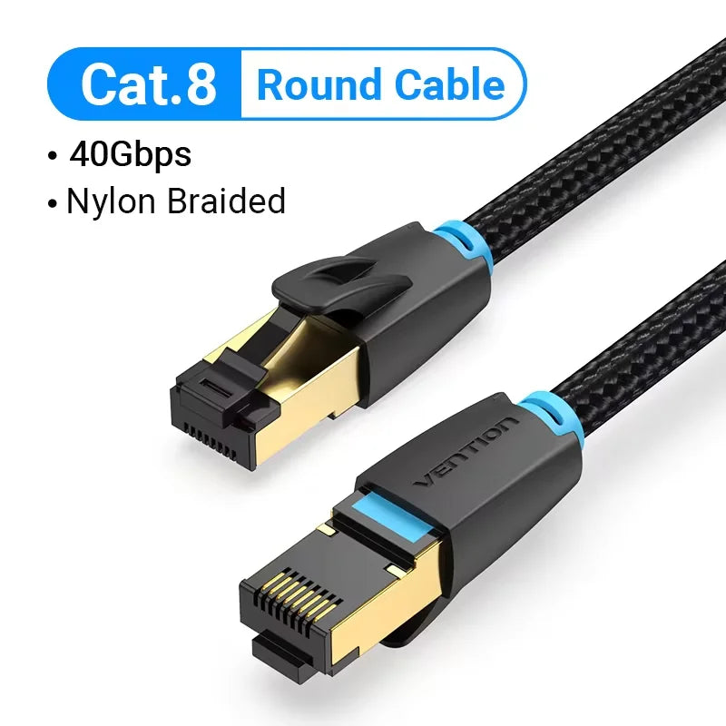 Vention Cat8 Ethernet Cable STTP 40Gbps 2000MHz Cat 8 RJ45 LAN Network Patch Cord for Router Internet Modem RJ 45 Ethernet Cable