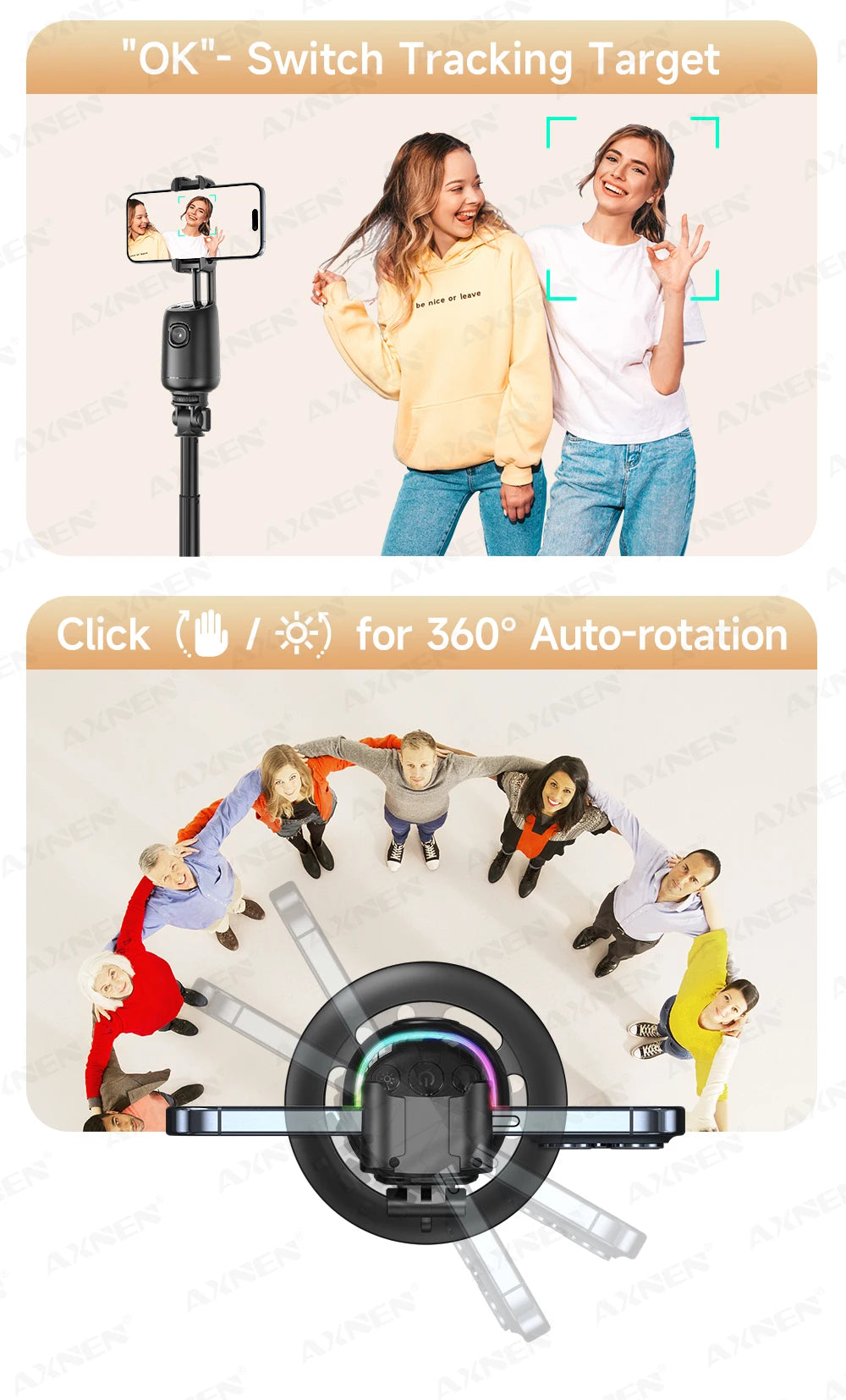 P05 — Stabilisateur Smartphone Suivi IA 360° Support Table Live & Vidéo