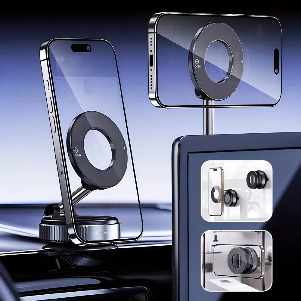 Support Magnétique Téléphone MagSafe Portable — 360°, Ventouse Extensible, Multifonctionnel