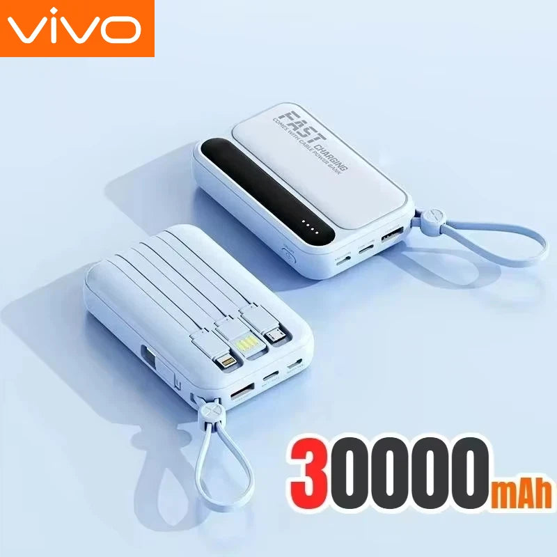 Banque d'alimentation VIVO 500000mAh, grande capacité, charge ultra-rapide, batterie externe portable, 4 câbles intégrés pour tous les téléphones