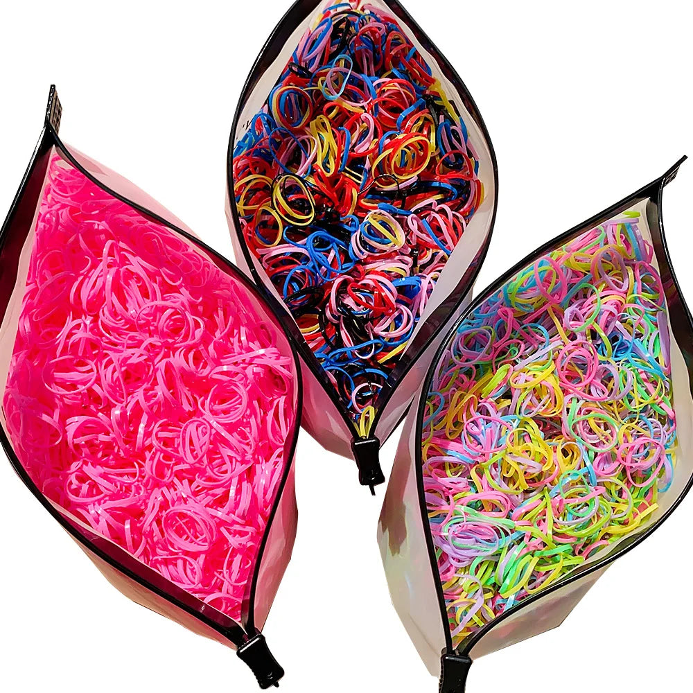 Attaches à cheveux colorées pour filles — porte-queue de cheval, enfants, accessoires, 500/1000/2000 pièces