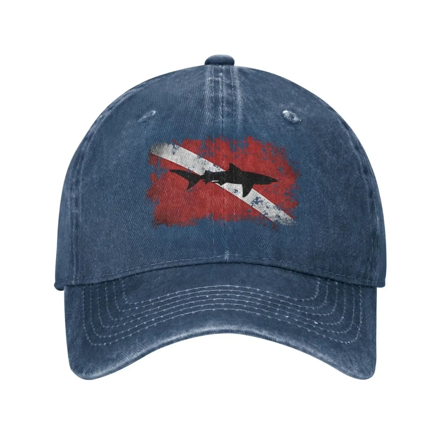Unisex Retro Sport Denim Cap, Adjustable Snapback, Plain Baseball Cowboy Hat, Vintage Shark Diving Sensation