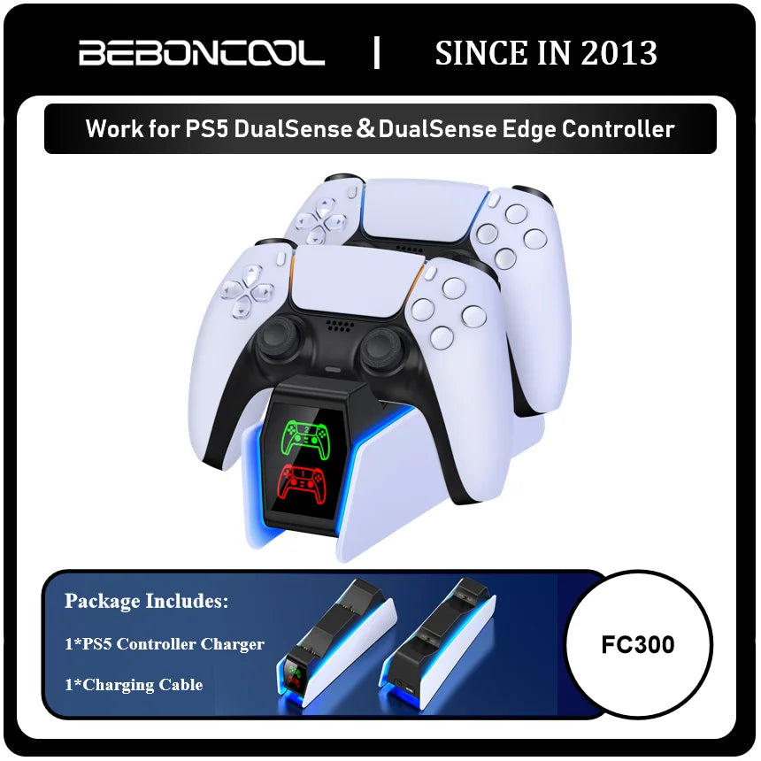 Station de charge double pour manette de jeu — chargeur rapide, indicateur LED, support d'accueil