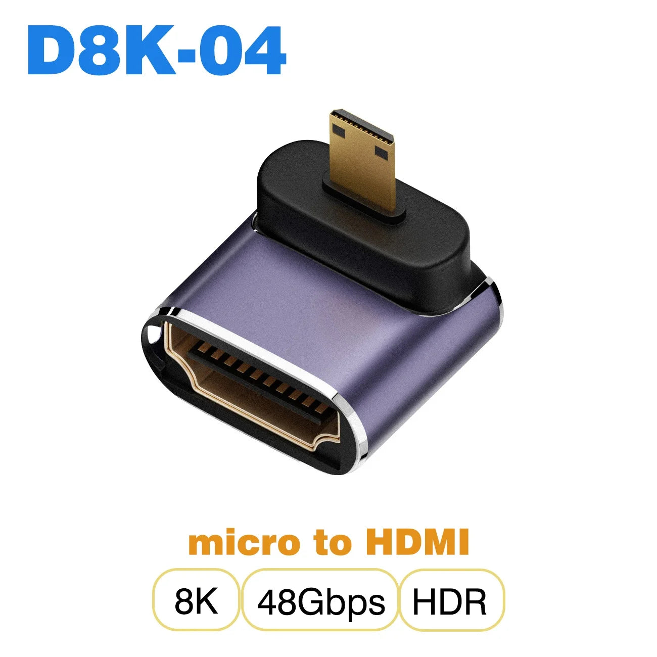 Convertisseur mini micro HDMI vers HDMI 2.1 — 48Gbps, 8K60Hz, 4K120Hz, projecteur, HDTV